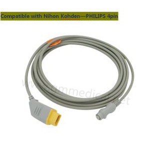 Nihon Kohden Compatible IBP/Invasive Blood Pressure Cable With PHILIPS Transducer Adapter,NK 14PIN->Роунд 4ПИН